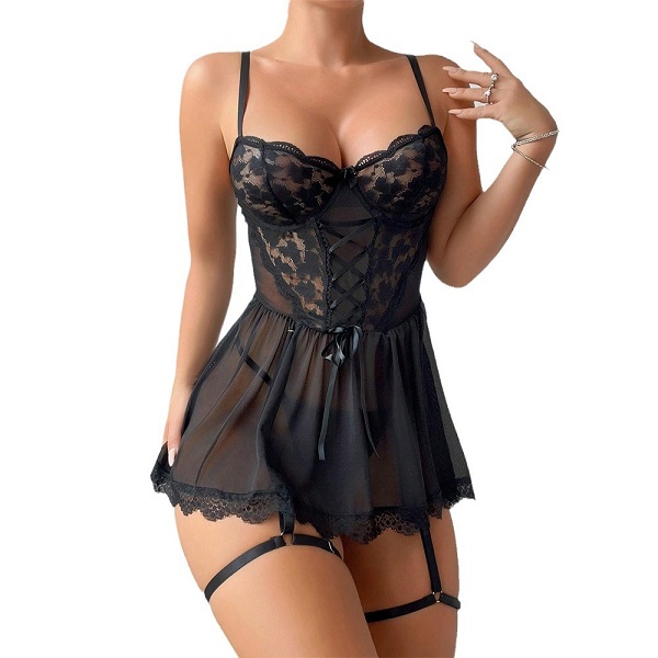 2312011 Sexy lingerie nightdress thong two-piece suit