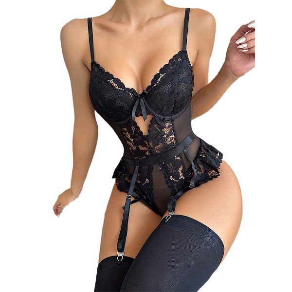 2402005 Sexy lingerie sets lace see-through pajamas jumpsuits